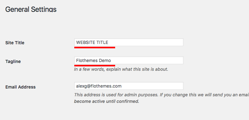 Adding a site title, description - Flothemes