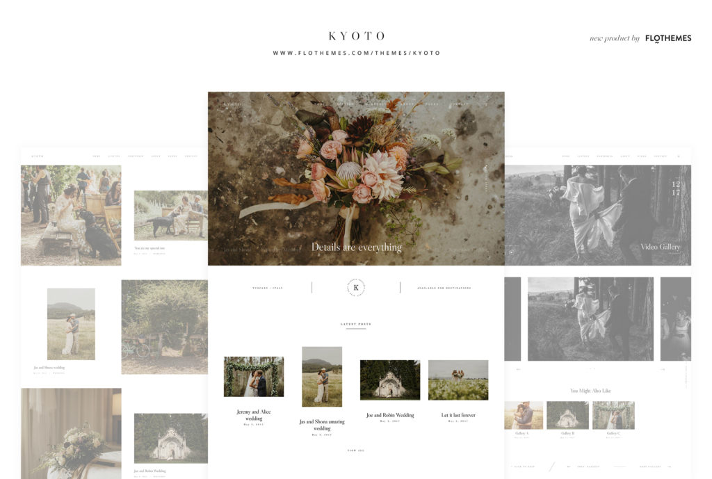 Kyoto Photography website Theme page layouts