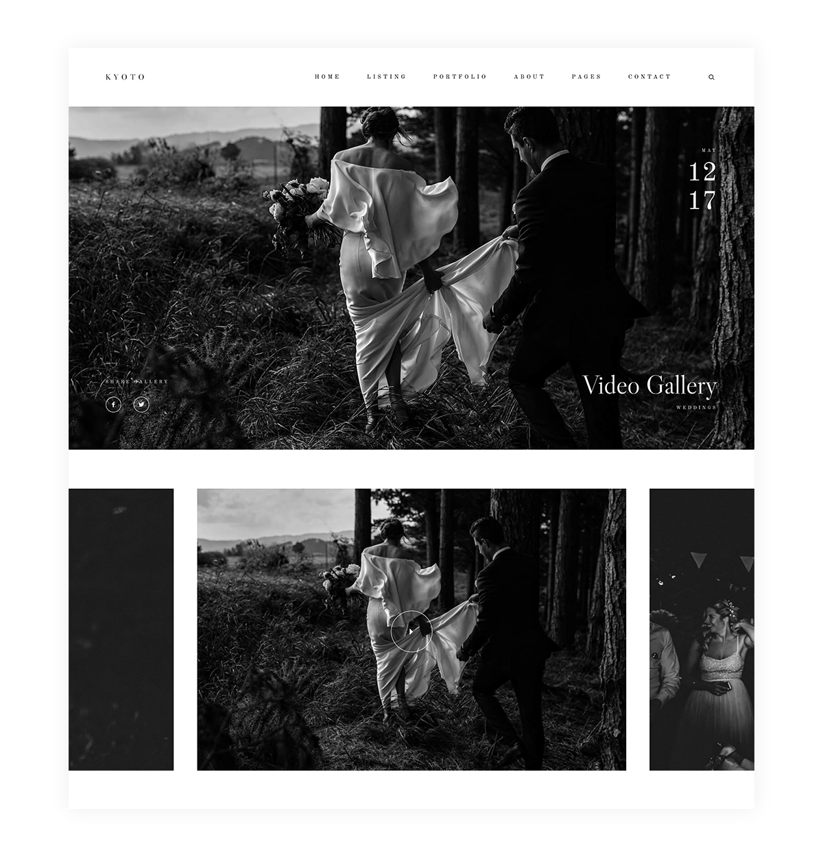 Kyoto Photography website theme Video Gallery layouts